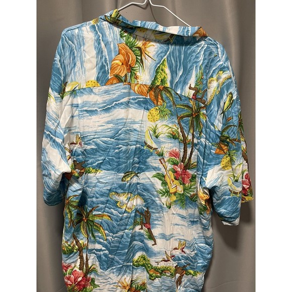 Two Palms- Ocean Aqua Hawaiian Shirt Xl 100% Rayon - Picture 3 of 3